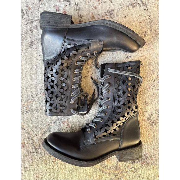 New Free People Flower Power Lace Up Boots Size Eu 38 - Picture 3 of 4